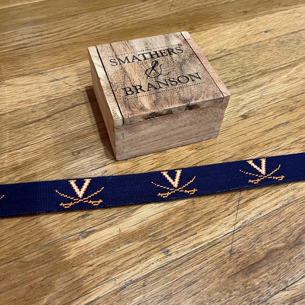 Smathers and Branson needlepoint UVA belt 36 Virginia